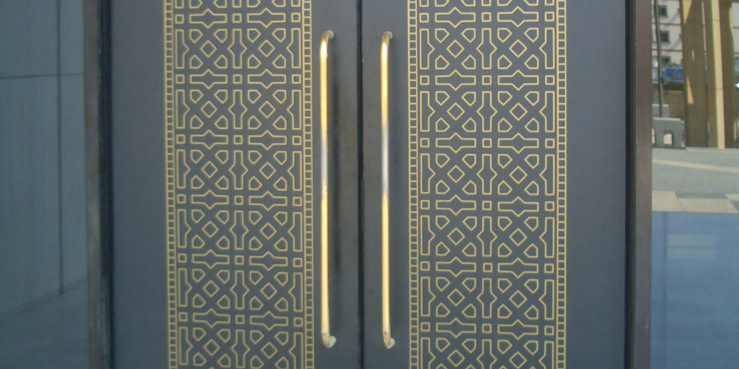 double door made for an airport in Saudi Arabia, manufactured by etching, by Etch Tech Ltd.